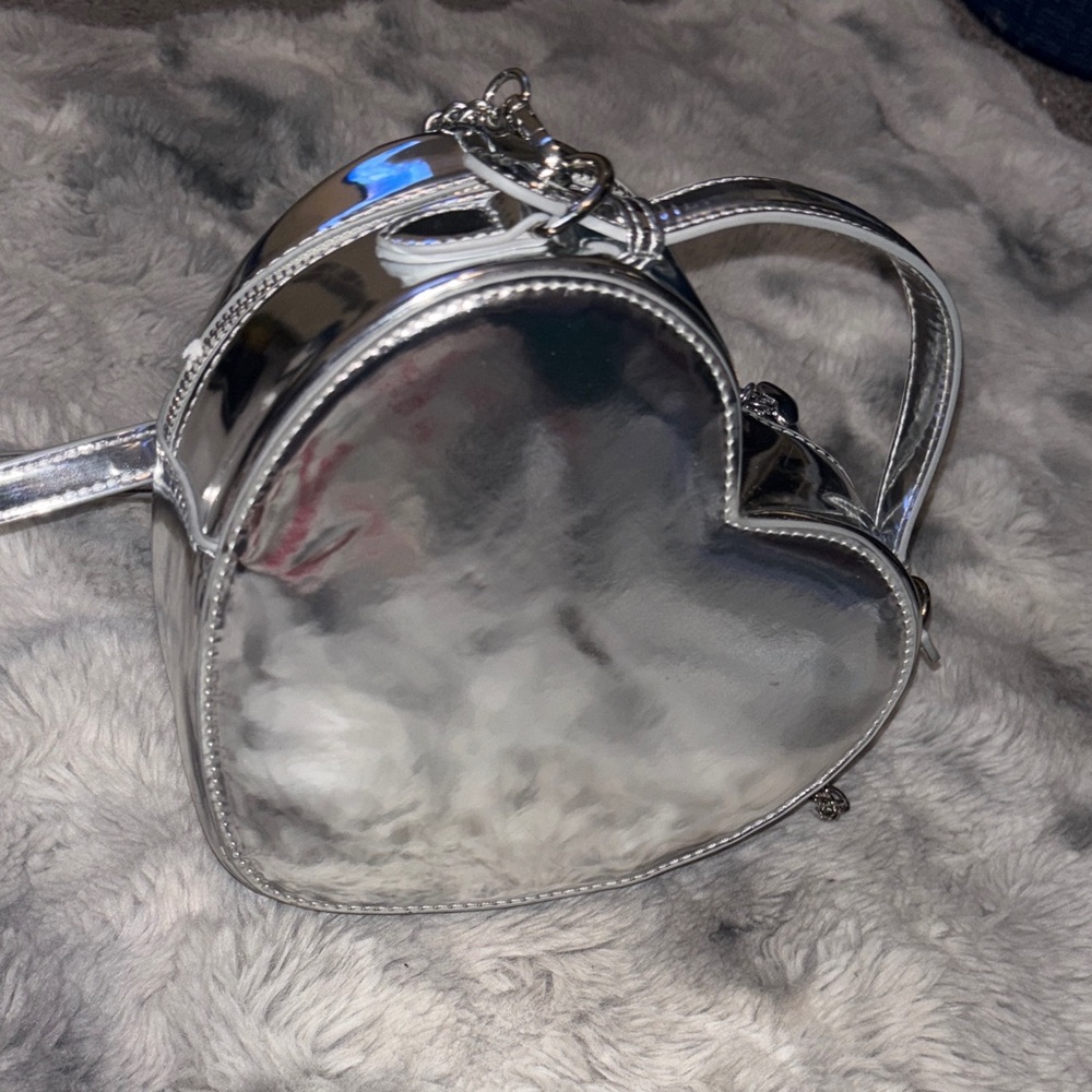 Silver Heart-Shaped Women's Bag